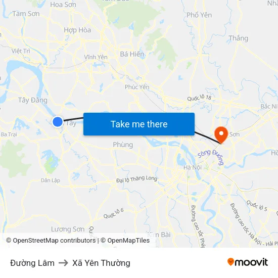 Đường Lâm to Xã Yên Thường map