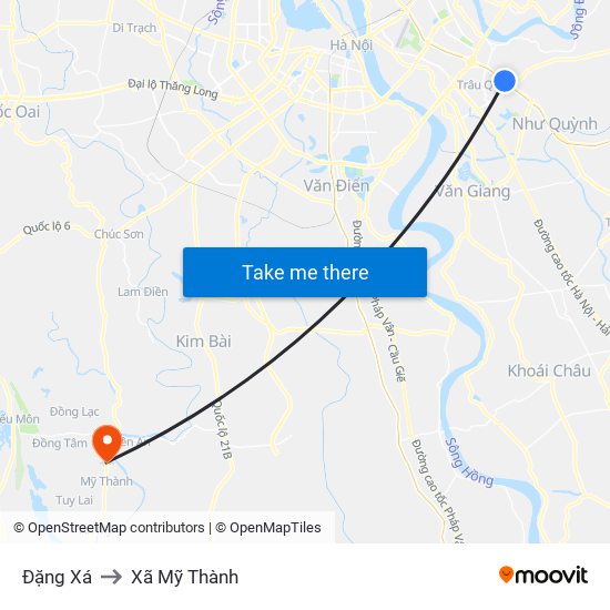 Đặng Xá to Xã Mỹ Thành map