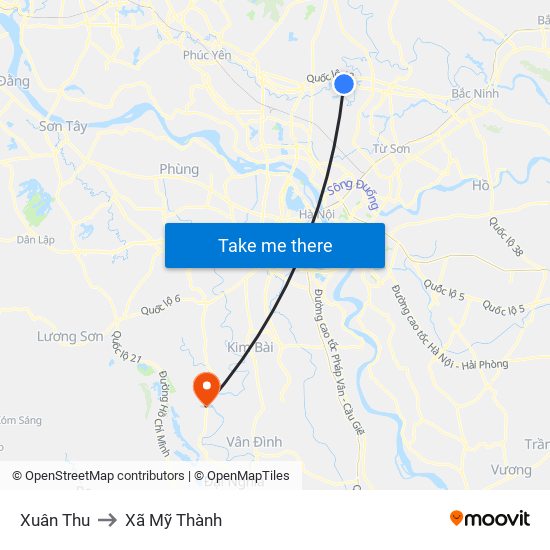 Xuân Thu to Xã Mỹ Thành map