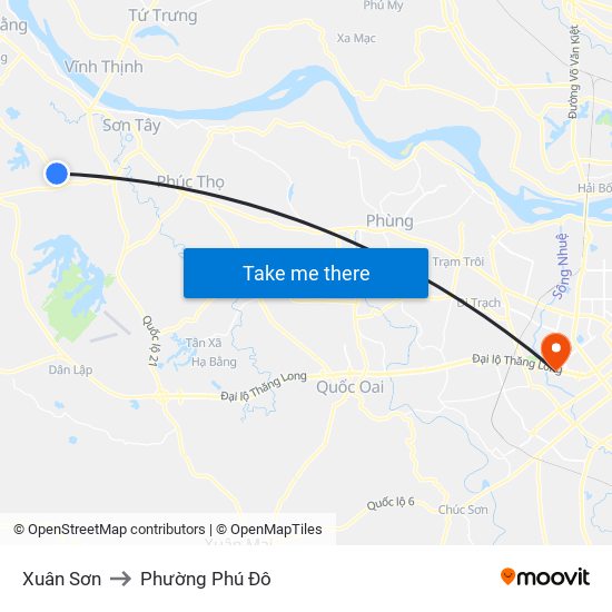 Xuân Sơn to Phường Phú Đô map