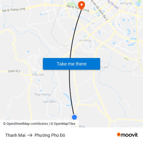Thanh Mai to Phường Phú Đô map