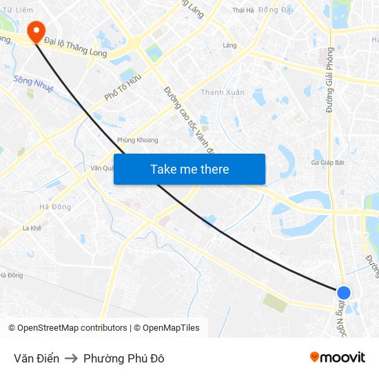 Văn Điển to Phường Phú Đô map