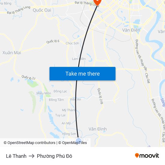 Lê Thanh to Phường Phú Đô map