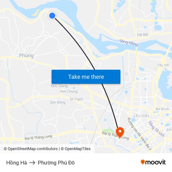 Hồng Hà to Phường Phú Đô map