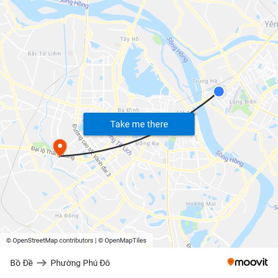 Bồ Đề to Phường Phú Đô map