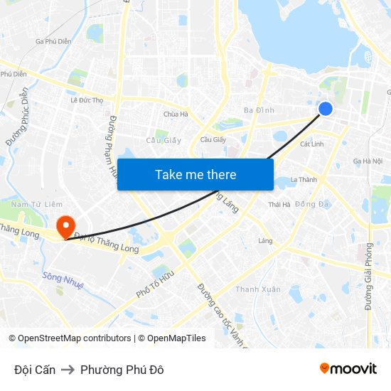 Đội Cấn to Phường Phú Đô map