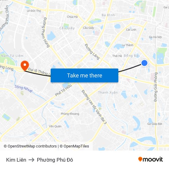 Kim Liên to Phường Phú Đô map