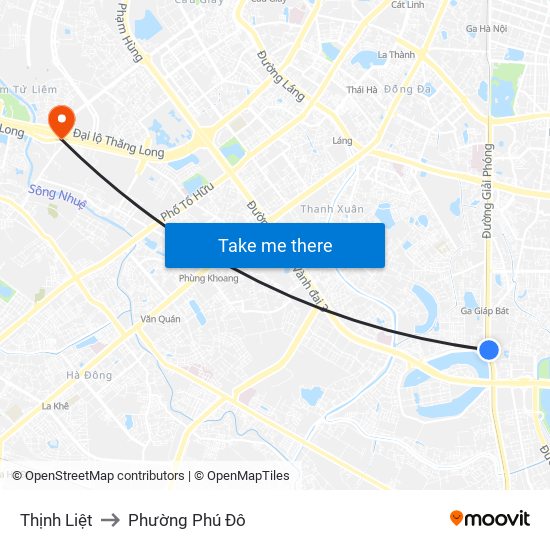 Thịnh Liệt to Phường Phú Đô map