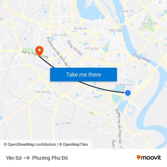 Yên Sở to Phường Phú Đô map