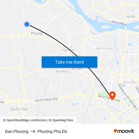 Đan Phượng to Phường Phú Đô map