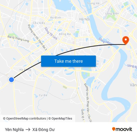 Yên Nghĩa to Xã Đông Dư map