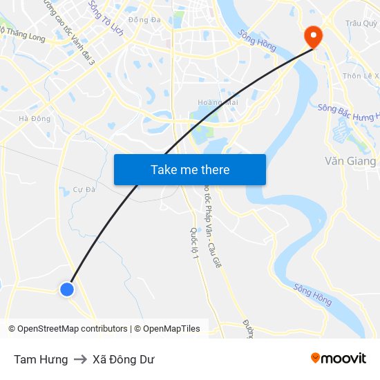 Tam Hưng to Xã Đông Dư map