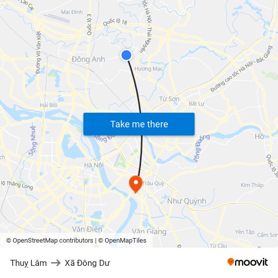 Thuỵ Lâm to Xã Đông Dư map