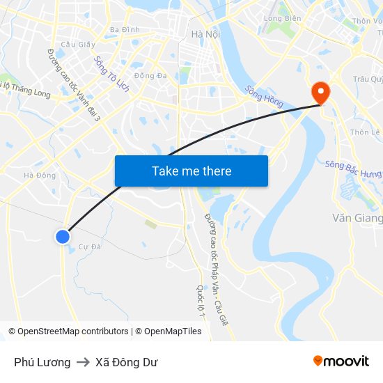 Phú Lương to Xã Đông Dư map