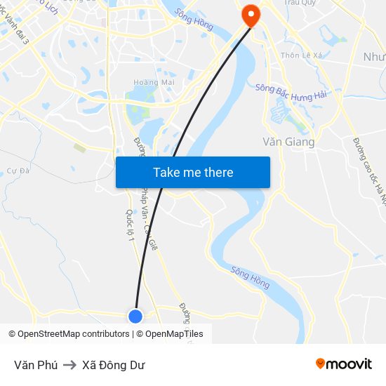 Văn Phú to Xã Đông Dư map