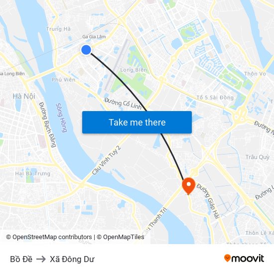 Bồ Đề to Xã Đông Dư map