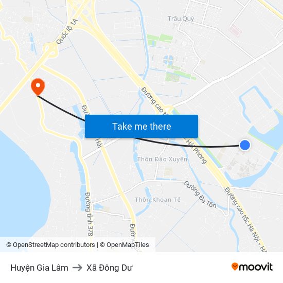 Huyện Gia Lâm to Xã Đông Dư map