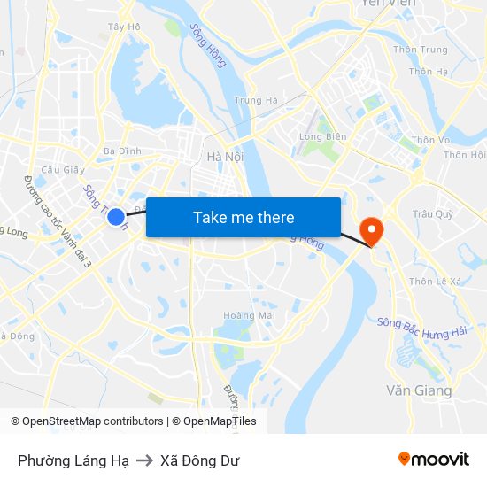 Phường Láng Hạ to Xã Đông Dư map