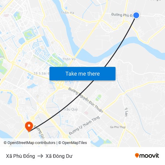 Xã Phù Đổng to Xã Đông Dư map