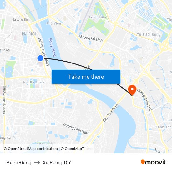 Bạch Đằng to Xã Đông Dư map