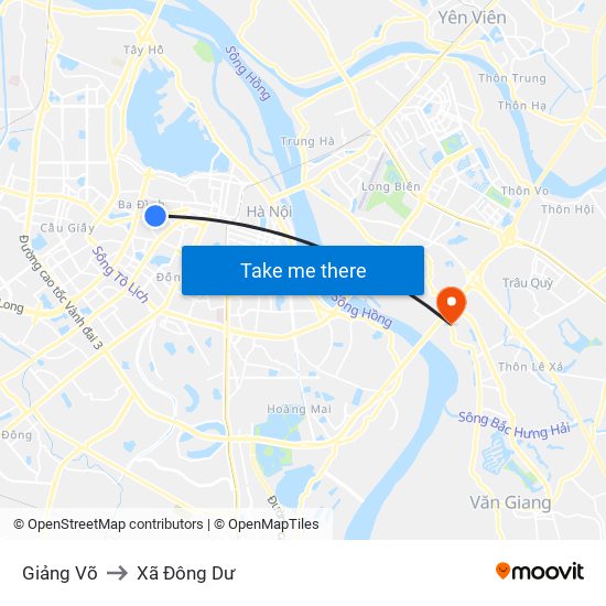 Giảng Võ to Xã Đông Dư map