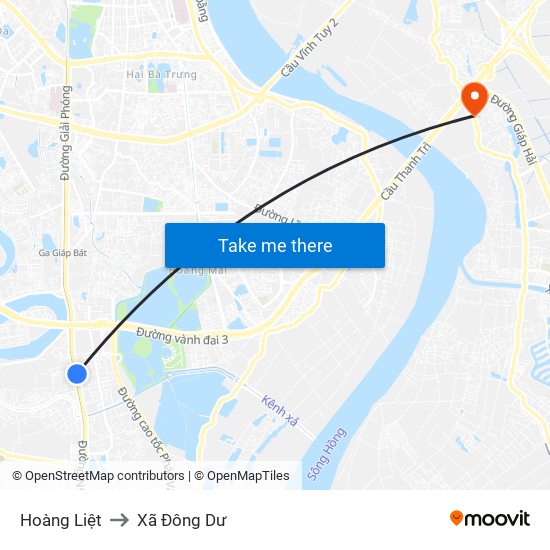 Hoàng Liệt to Xã Đông Dư map