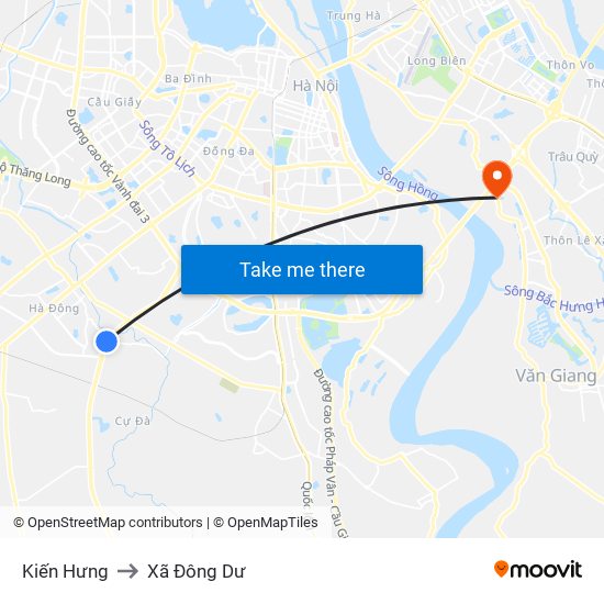 Kiến Hưng to Xã Đông Dư map