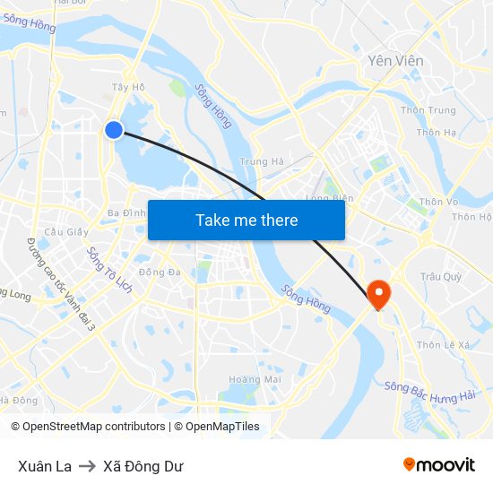 Xuân La to Xã Đông Dư map