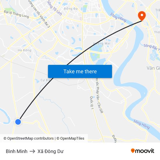 Bình Minh to Xã Đông Dư map