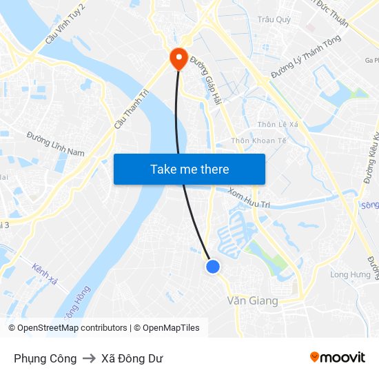 Phụng Công to Xã Đông Dư map