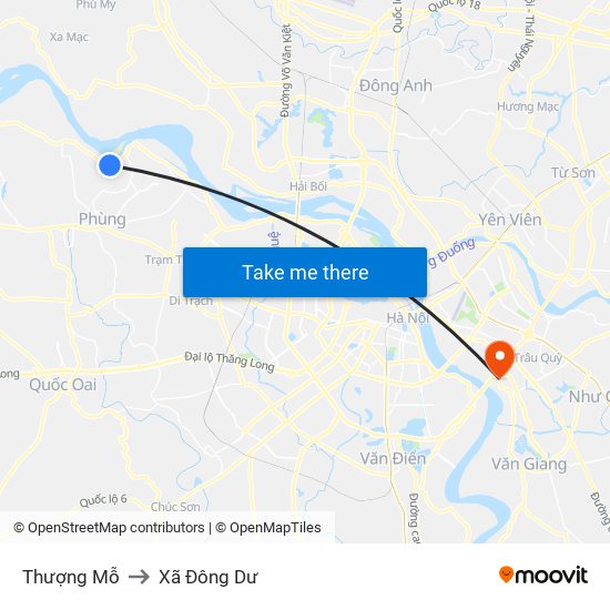 Thượng Mỗ to Xã Đông Dư map