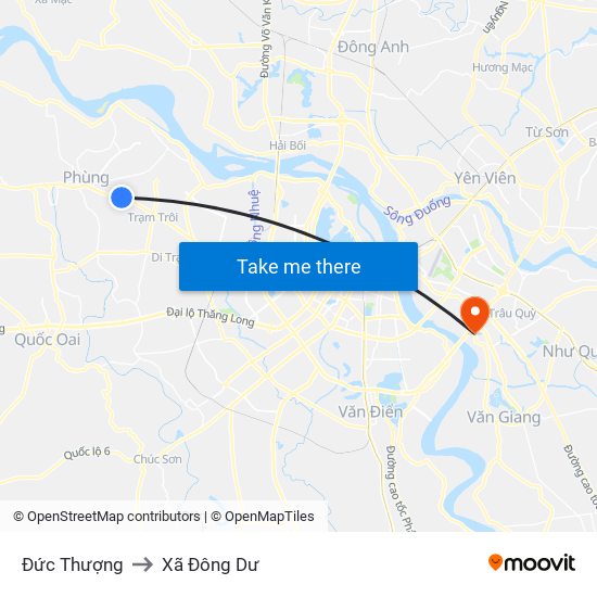 Đức Thượng to Xã Đông Dư map