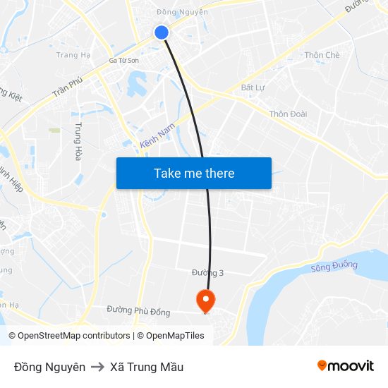 Đồng Nguyên to Xã Trung Mầu map