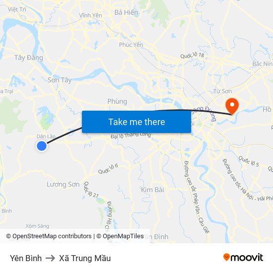 Yên Bình to Xã Trung Mầu map