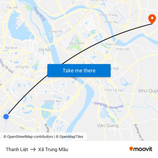 Thanh Liệt to Xã Trung Mầu map