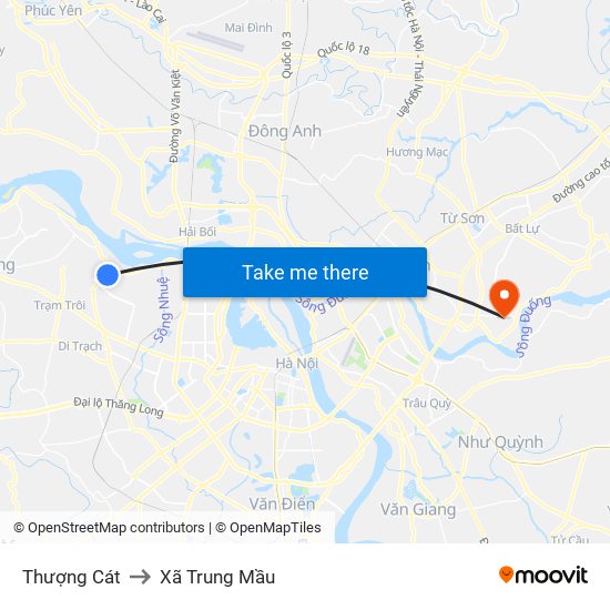 Thượng Cát to Xã Trung Mầu map