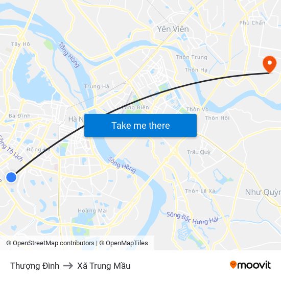 Thượng Đình to Xã Trung Mầu map