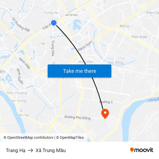 Trang Hạ to Xã Trung Mầu map