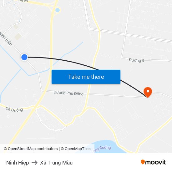 Ninh Hiệp to Xã Trung Mầu map