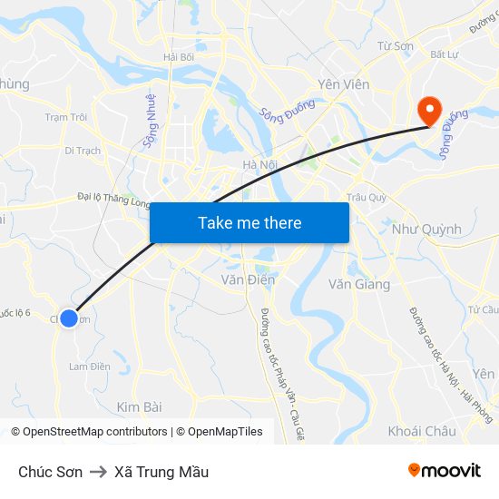 Chúc Sơn to Xã Trung Mầu map
