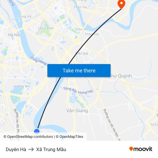 Duyên Hà to Xã Trung Mầu map