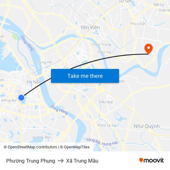 Phường Trung Phụng to Xã Trung Mầu map