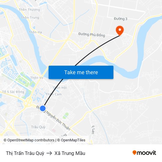 Thị Trấn Trâu Quỳ to Xã Trung Mầu map