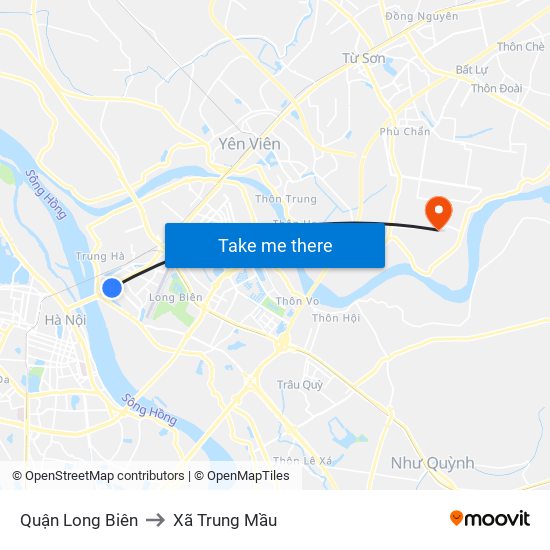 Quận Long Biên to Xã Trung Mầu map