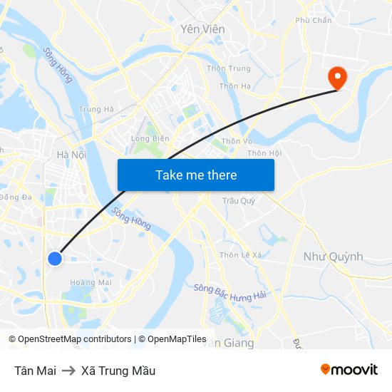 Tân Mai to Xã Trung Mầu map