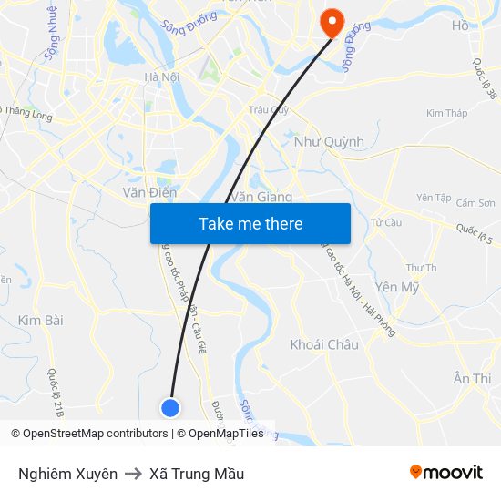 Nghiêm Xuyên to Xã Trung Mầu map