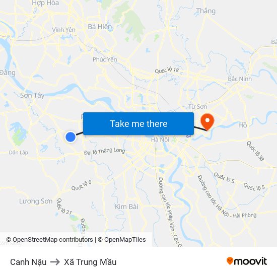 Canh Nậu to Xã Trung Mầu map