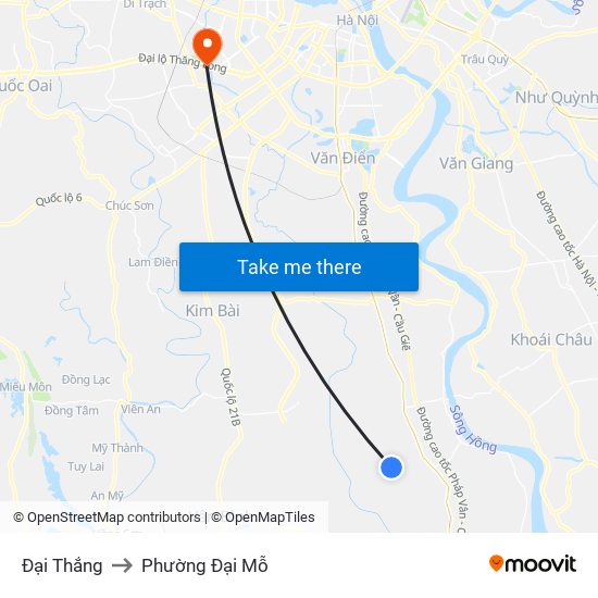 Đại Thắng to Phường Đại Mỗ map