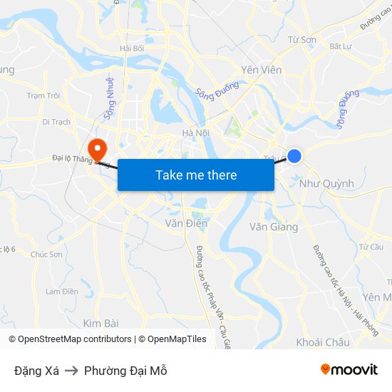 Đặng Xá to Phường Đại Mỗ map