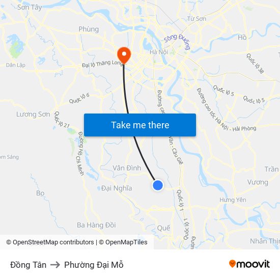 Đồng Tân to Phường Đại Mỗ map